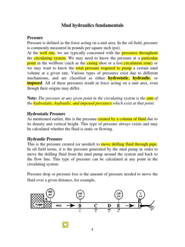 Mud Hydraulics Pressure Fundamentals | PDF | Shear Stress | Fluid Dynamics