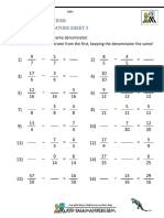 Subtracting Fractions With Like Denominators Sheet 3