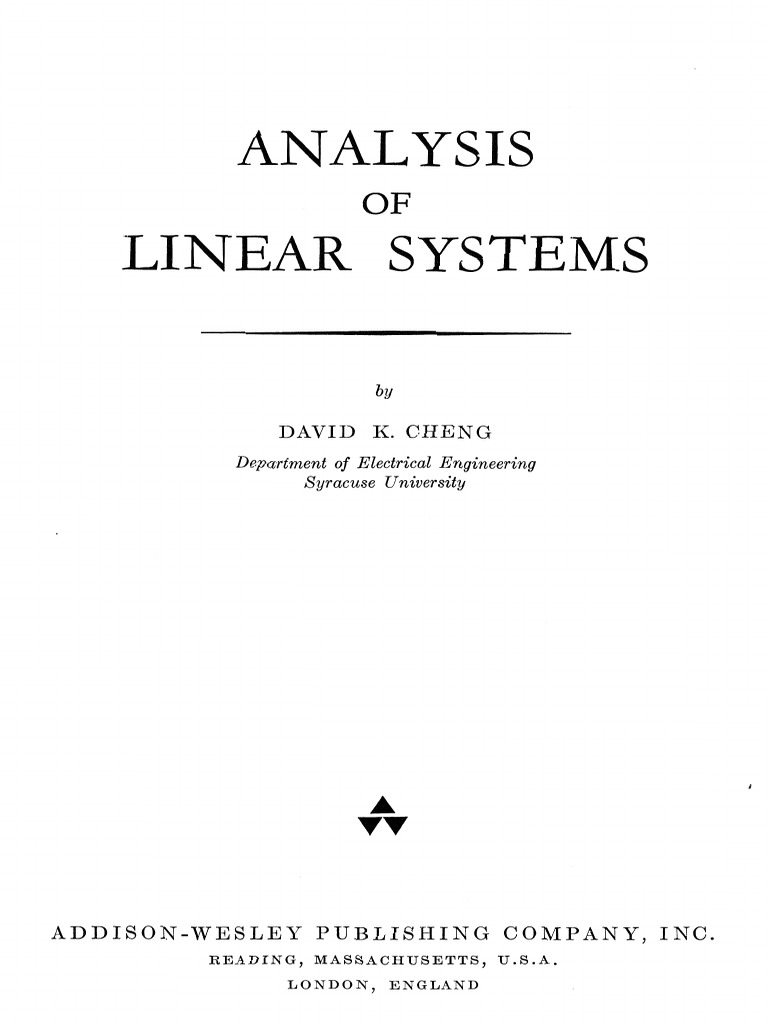 Analysis Of Linear Systems Cheng Pdf