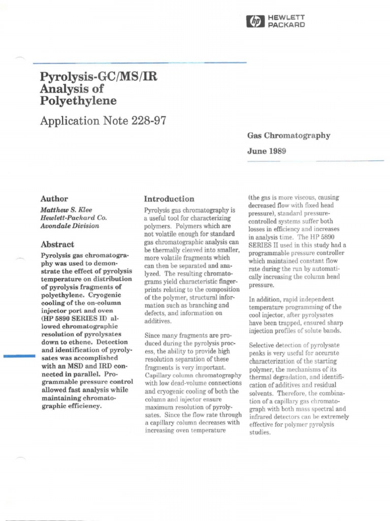Pyrolysis Gas Chromatography of Polyethylene | PDF | Physical Sciences ...