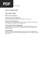 Class 3: Workshop Guide Class Leader's Guide