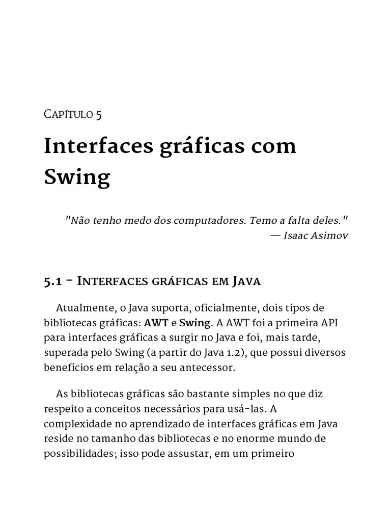 Interfaces Gráficas em Java com Swing | PDF | Classe (programação de ...