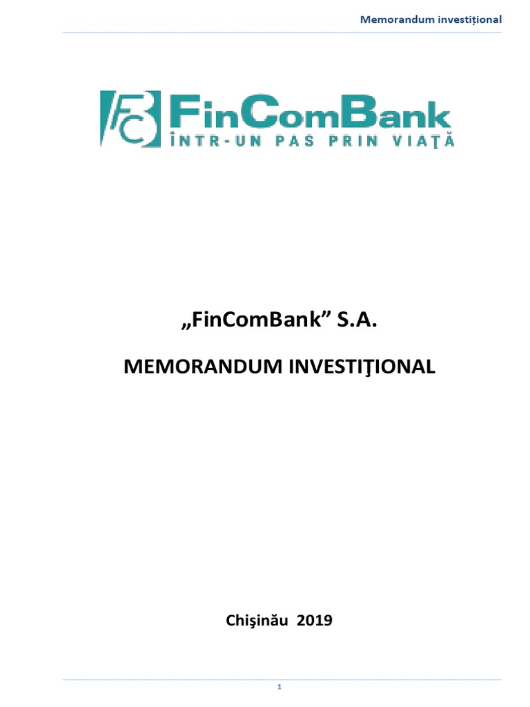 FinComBank Memo | PDF