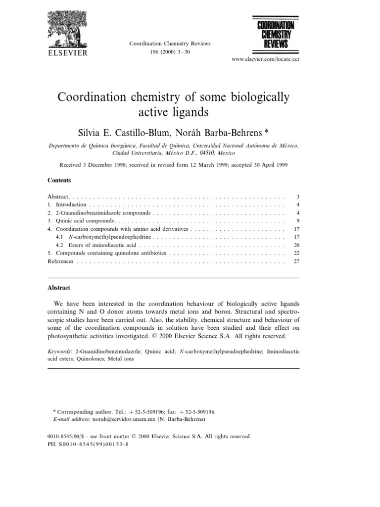 10.1016@s0010 8545 (99) 00153 8 PDF | PDF | Coordination Complex | Ligand