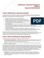 Machinery Lubricant Analyst I (Mla I) General Information