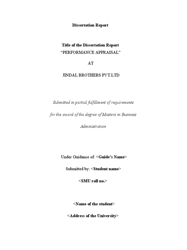 Performance Appraisal at Jindal Brothers | PDF | Performance Appraisal ...