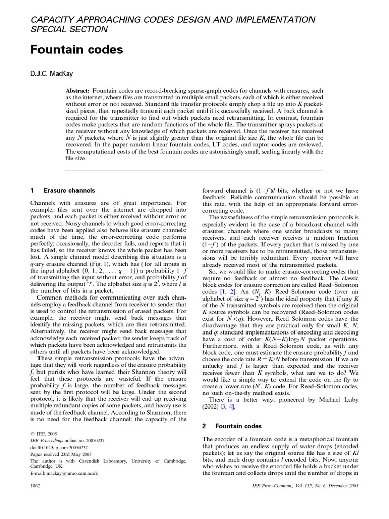 Fountain Codes Capacity Approaching Codes Design and Implementation