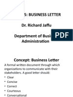 Topic 5: Business Letter Dr. Richard Jaffu Department of Business Administration