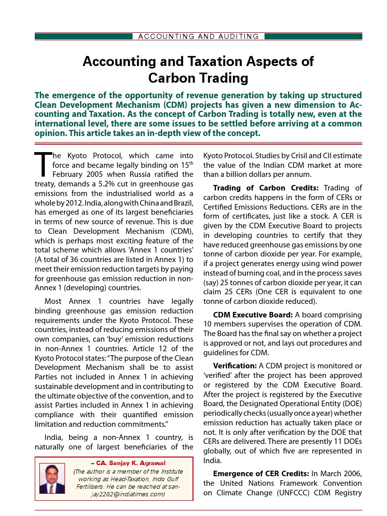 Accounting and Taxation Aspects of Carbon Trading | PDF
