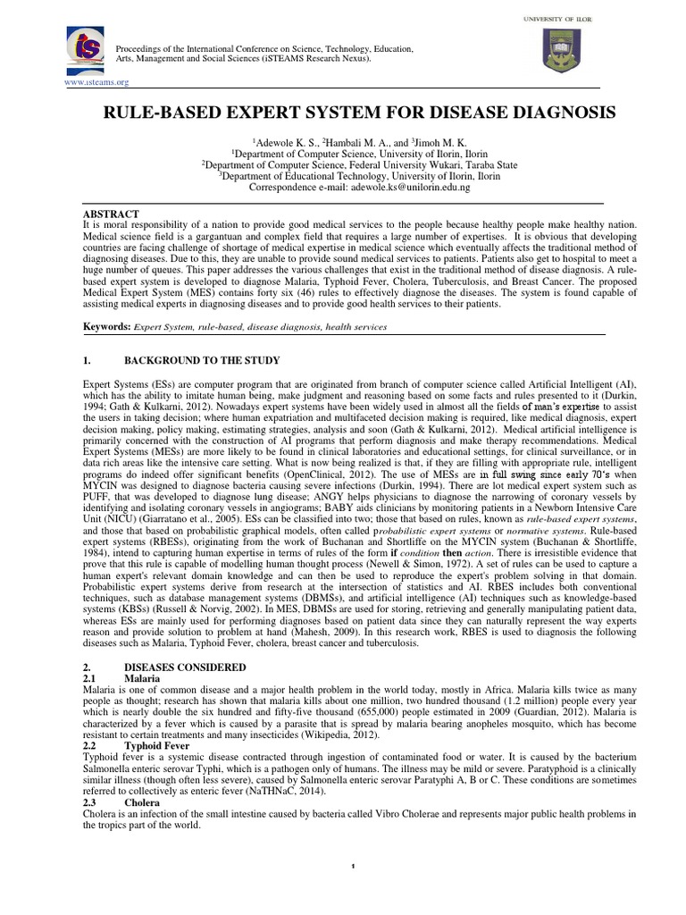 Rule-Based Expert System for Diagnosis | PDF | Tuberculosis | Cancer