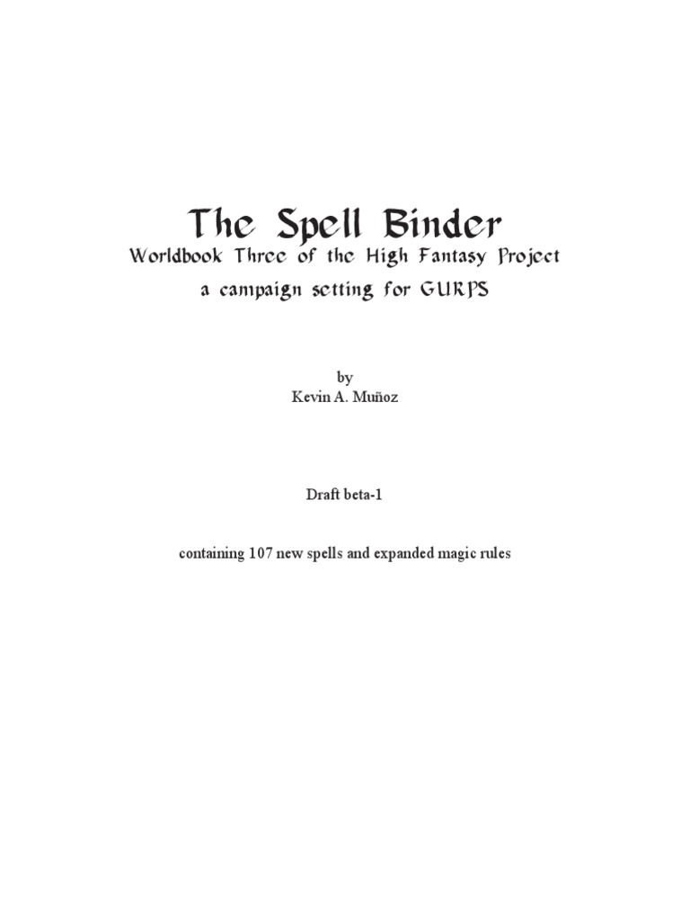 GURPS 4th - The Spell Binder PDF | PDF | Nature