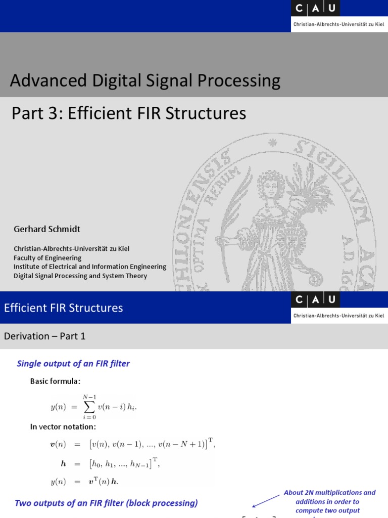 Advanced Digital Signal Processing Part 3 Efficient FIR Structures