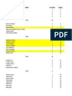 Guest list with names, numbers of guests and table numbers