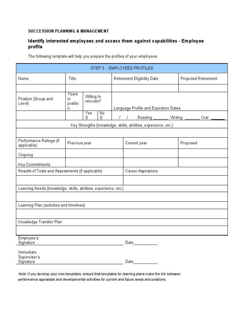 Employee Succession Planning Template | PDF