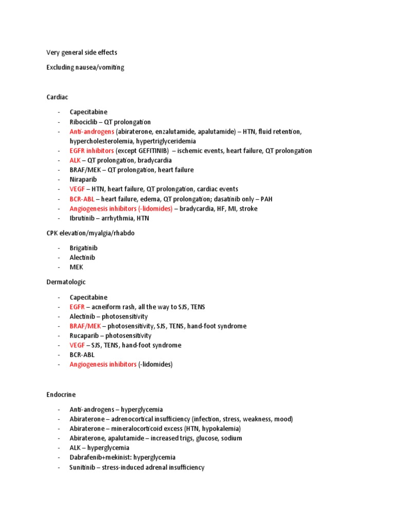 Oncology Adverse Effects | PDF | Medical Specialties | Clinical Medicine