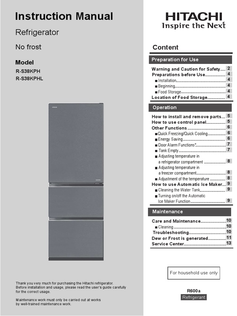 Hrpk2431a Inst Bk 375l Hk 19 Rs38kph Pdf Refrigerator Ac Power Plugs And Sockets