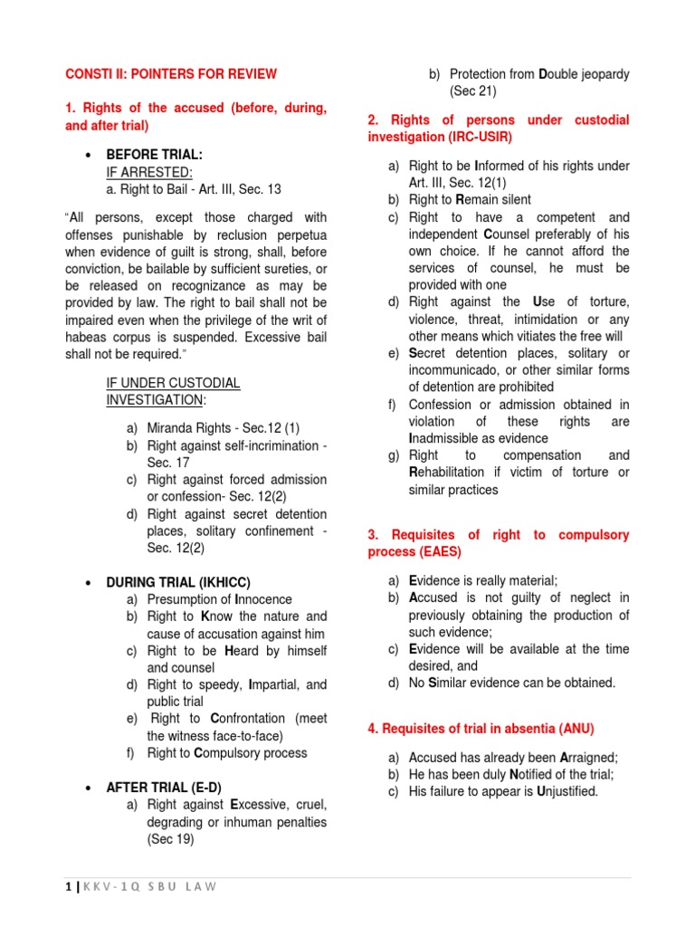 Law Students' Consti II Review Guide | PDF | Search And Seizure ...