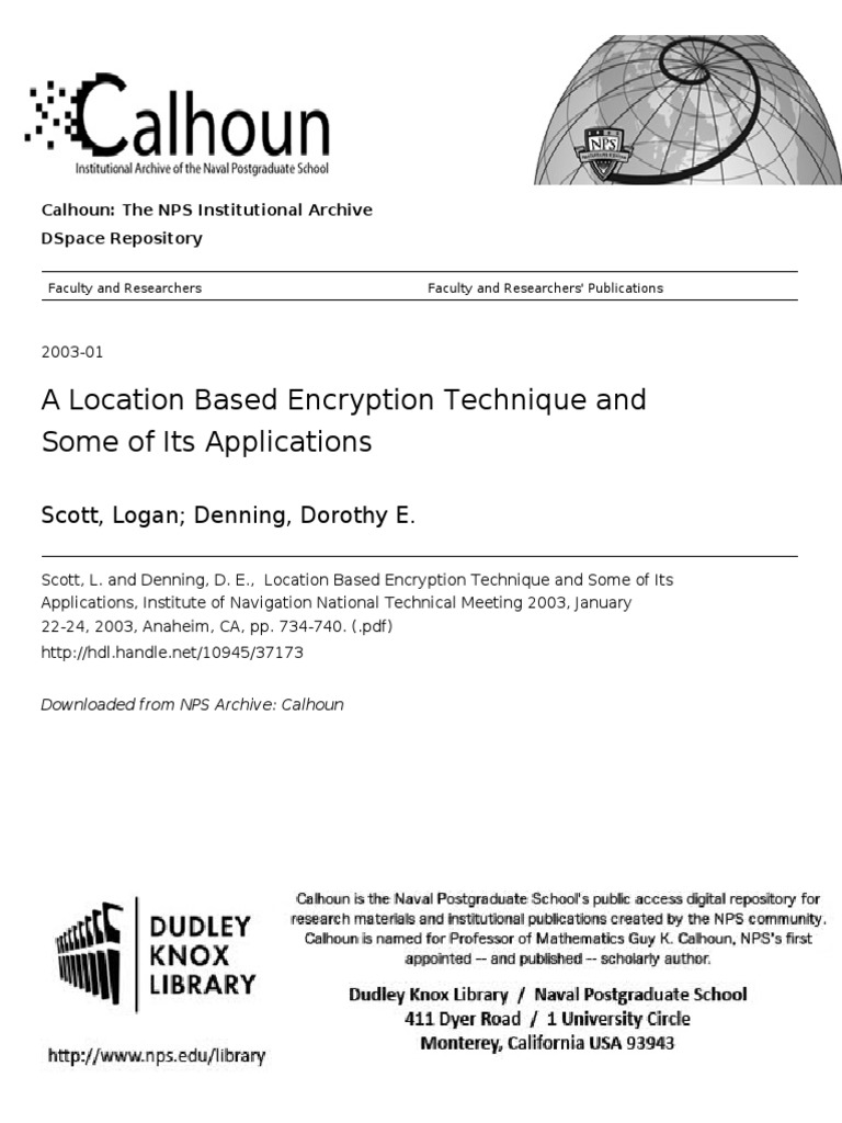 Location-Based Encryption Techniques | PDF | Cryptography | Key ...