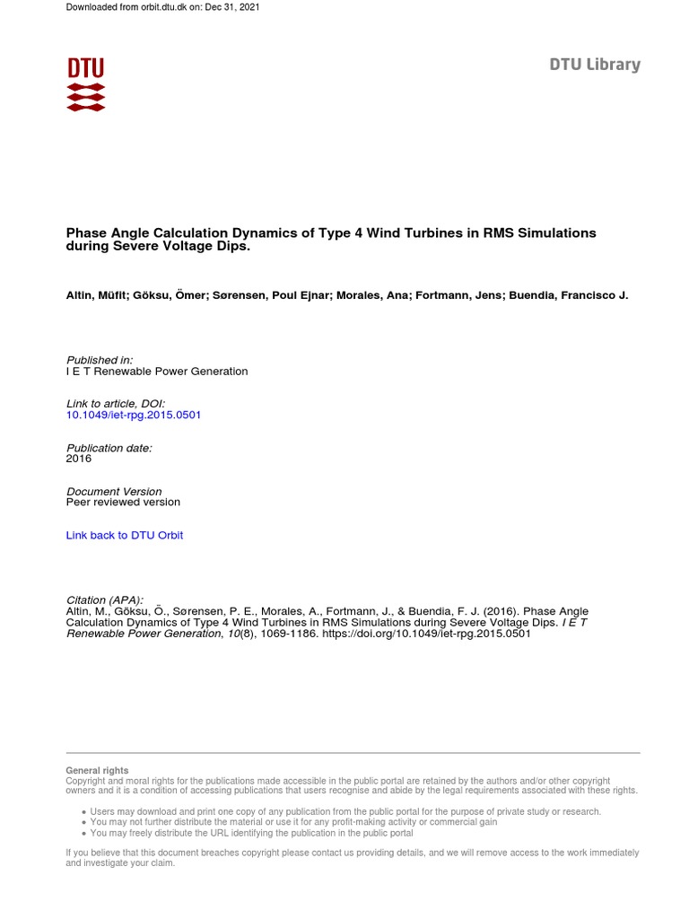 Phase Angle Calculation Dynamics of Type 4 Wind Turbines in RMS ...