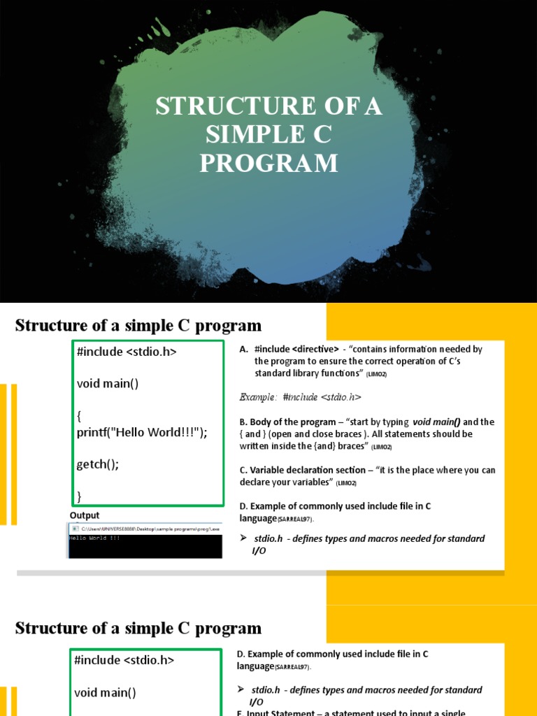 Structure of A Simple C Program | PDF | Software Engineering | Computer ...