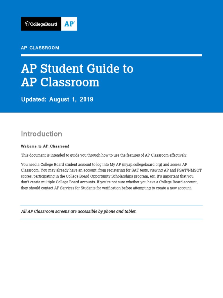 AP Classroom User Guide for Students | PDF | Advanced Placement ...
