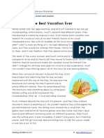 The Best Vacation Ever: Grade 5 Reading Comprehension Worksheet