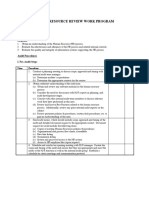 Human Resource Review Work Program: Audit Objectives