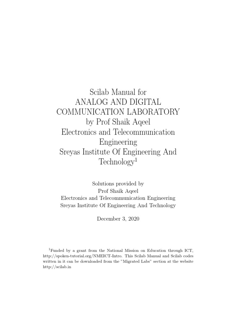 Scilab Manual for Communication Lab | PDF | Modulation | Frequency ...
