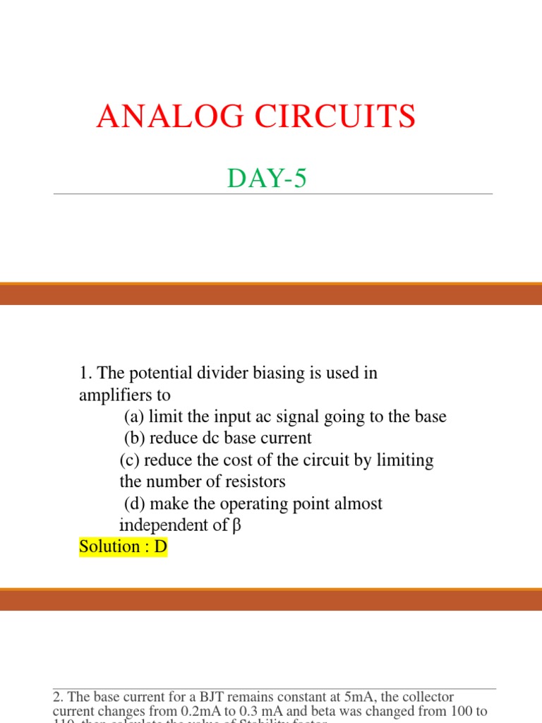 Transistor Biasing and Stability Analysis | PDF | Bipolar Junction ...