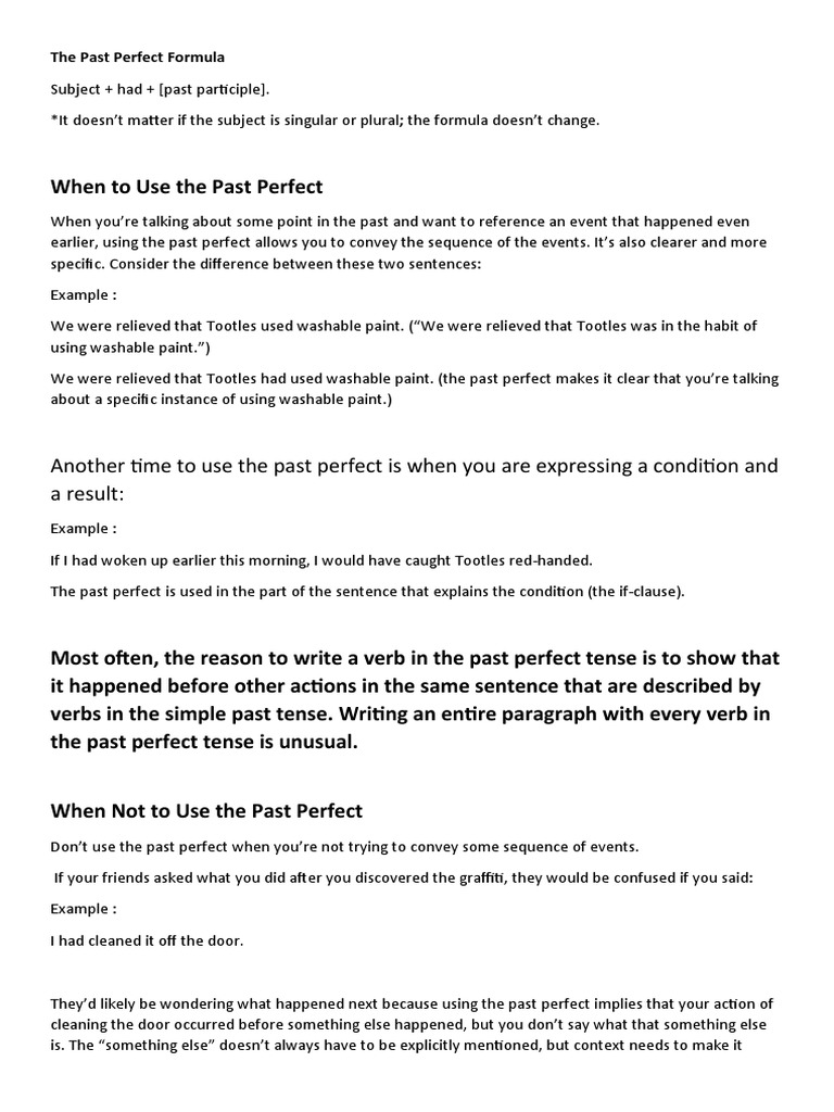 Understanding Past Perfect Tense | PDF | Perfect (Grammar) | Verb