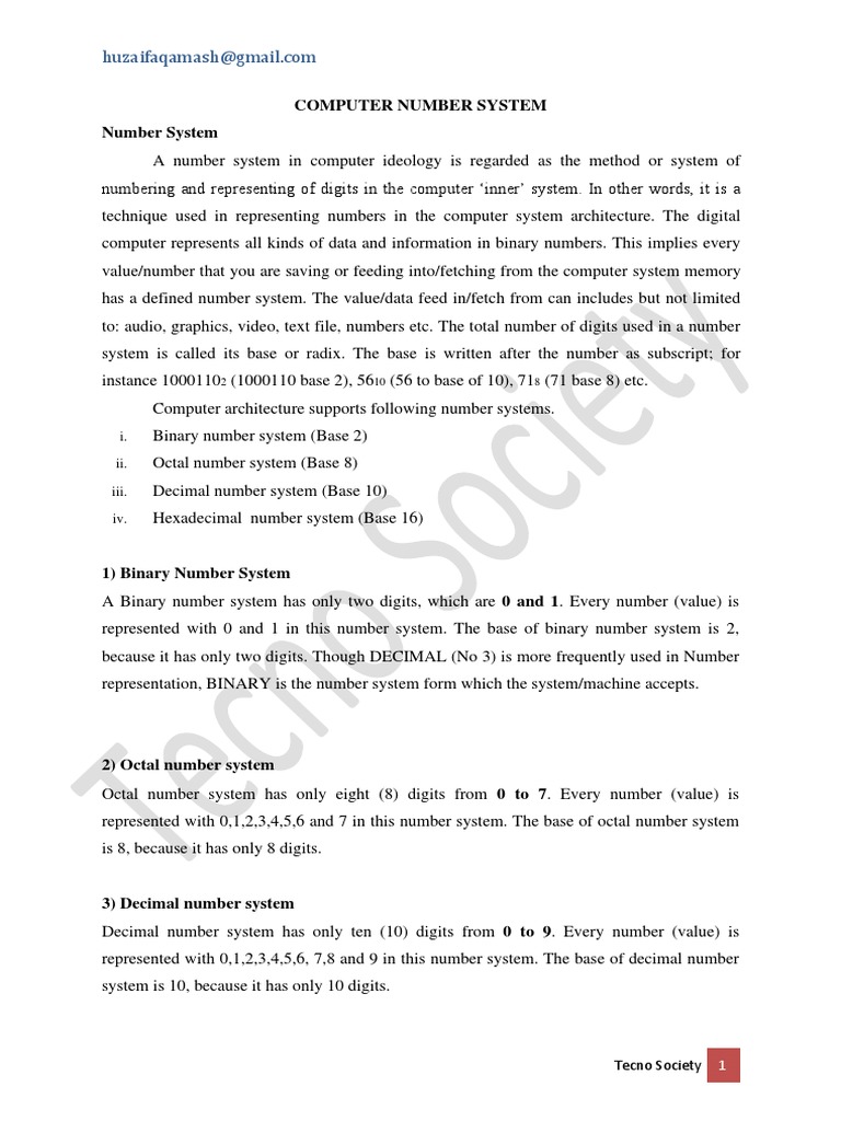 Computer Number System Number System: I. Ii. Iii. IV | PDF | Encodings ...