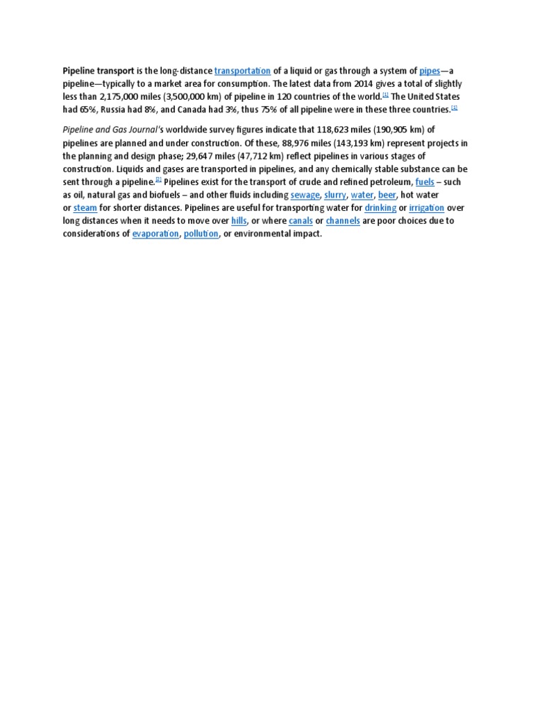 Global Pipeline Transport Overview | PDF