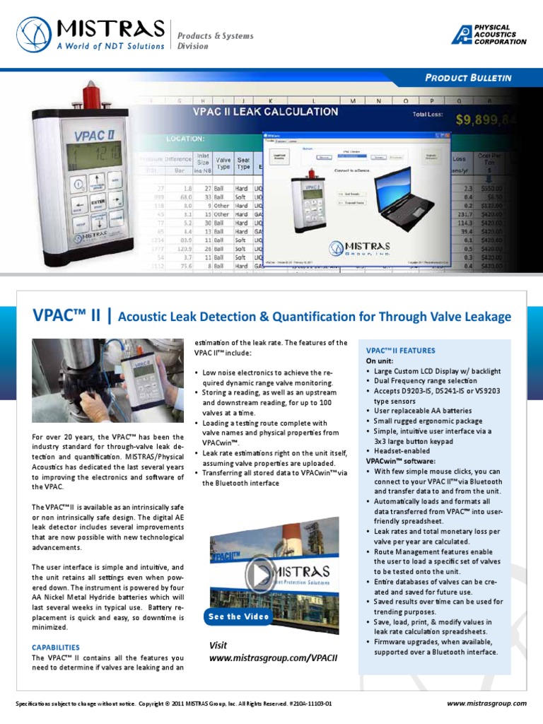 Vpac™ Ii - : Acoustic Leak Detection & Quantification For Through Valve ...