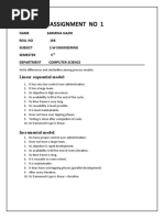 Assignment No 1: Linear Sequential Model