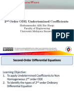 2 Order ODE: Undertemined Coefficients: Hishammudin Afifi Bin Huspi Faculty of Engineering Universiti Malaysia Sarawak