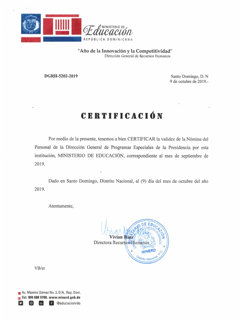 Nómina Minerd Septiembre 2019 | PDF | Pensión | Bienestar