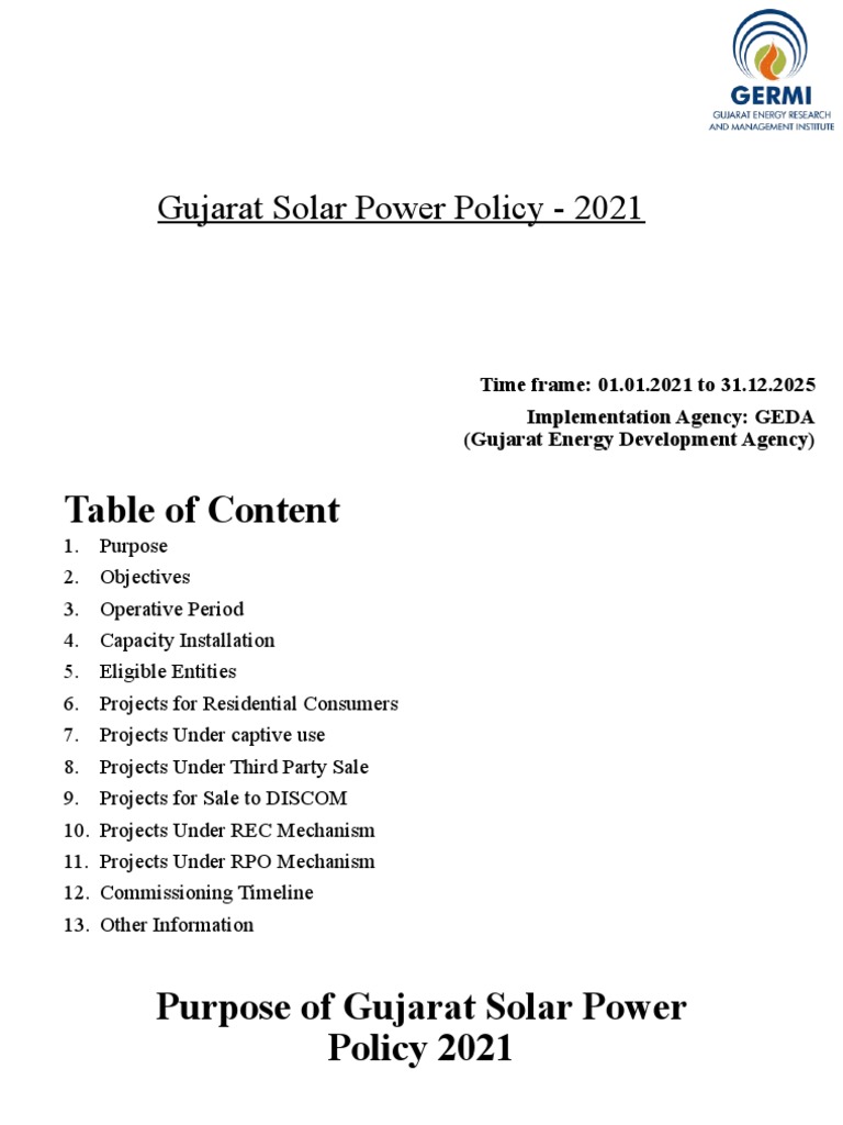 Solar Power Policy 2021