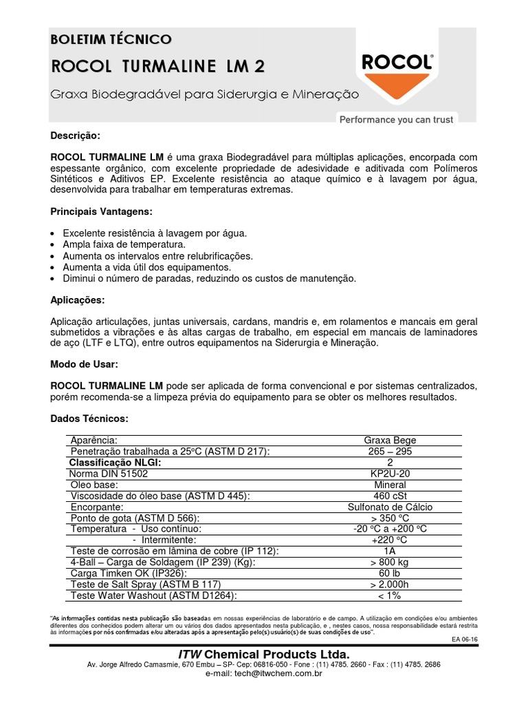 BT Rocol Turmaline LM 2 | PDF | Materiais | Substancias químicas