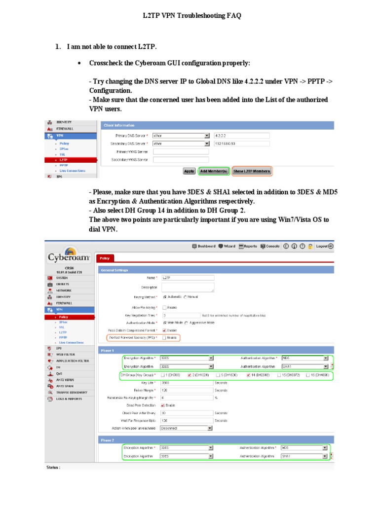 L2TP VPN Connection Troubleshooting Guide | PDF