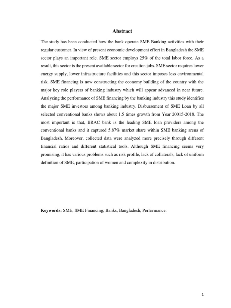 SME Financing Impact in Bangladesh Banking | PDF | Small And Medium ...