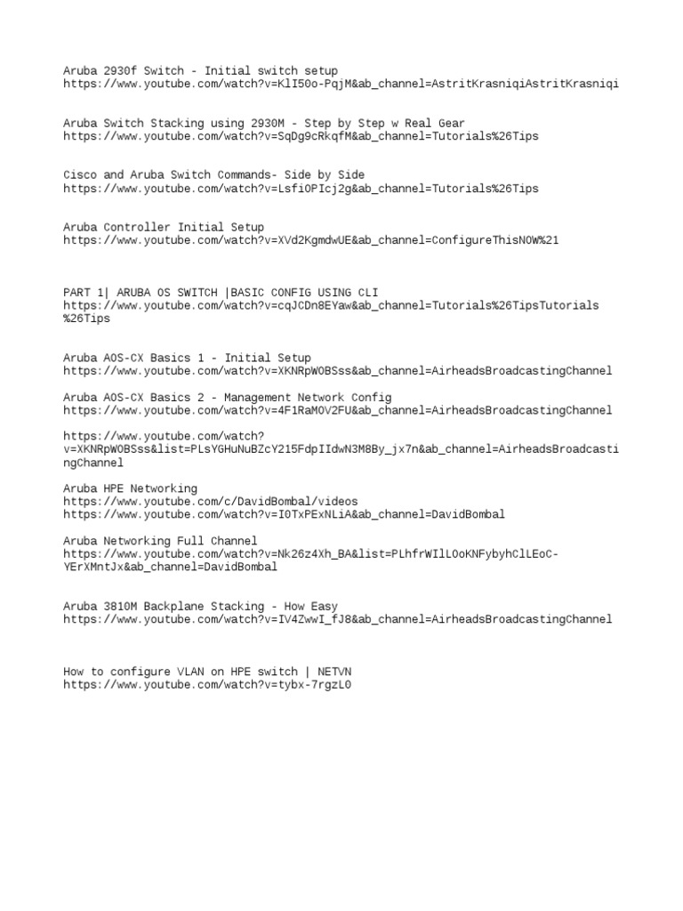 HPE Aruba Tutorials | PDF