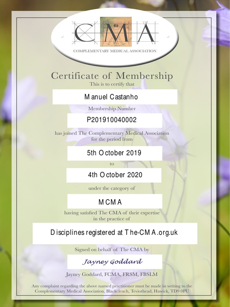 CMA Membership Certificate | PDF