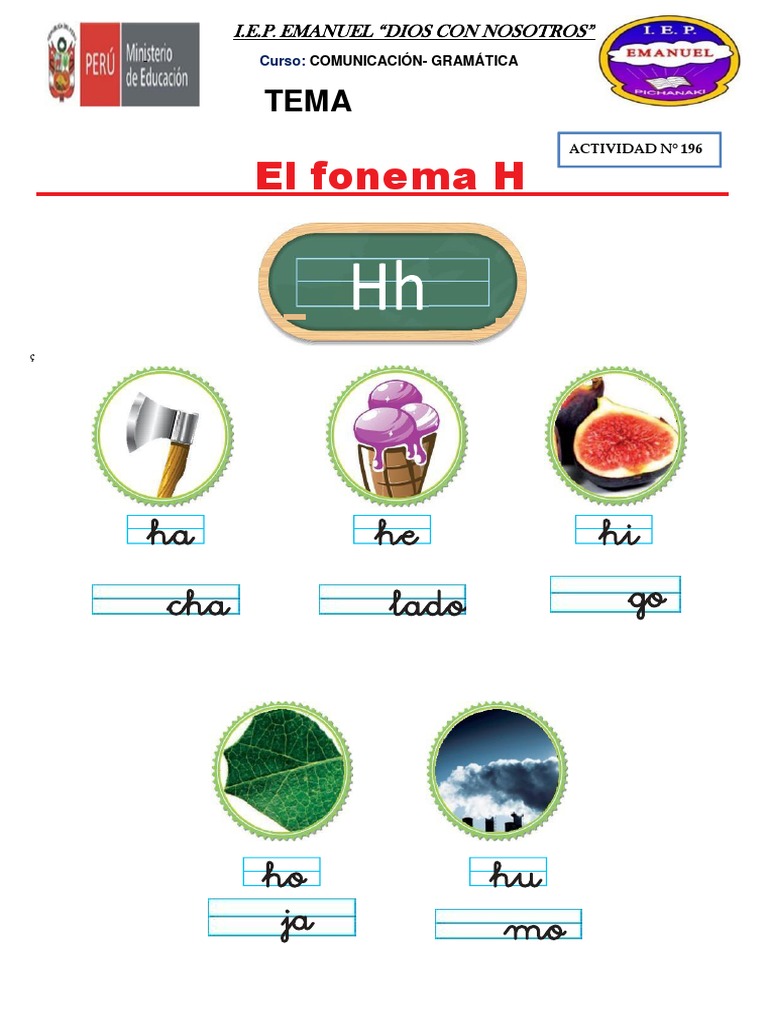Actividades con la letra H para primer grado | PDF