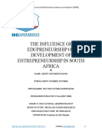 The Influence of Edupreneurship On Development of Entrepreneurship in South Africa