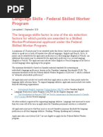 Language Skills - Federal Skilled Worker Program