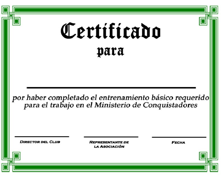 Certificado Entrenamiento - Conquistadores | PDF