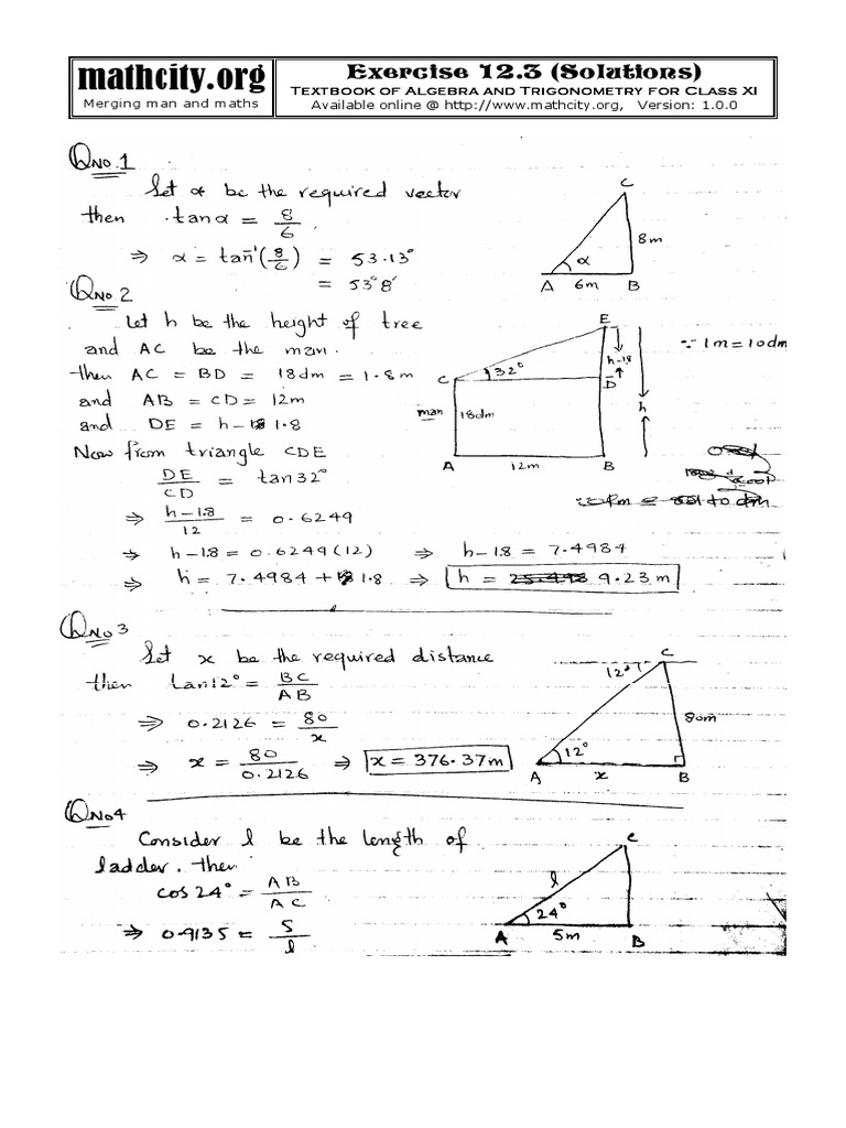 FSc Part 1 Maths Solutions 12.3 | PDF
