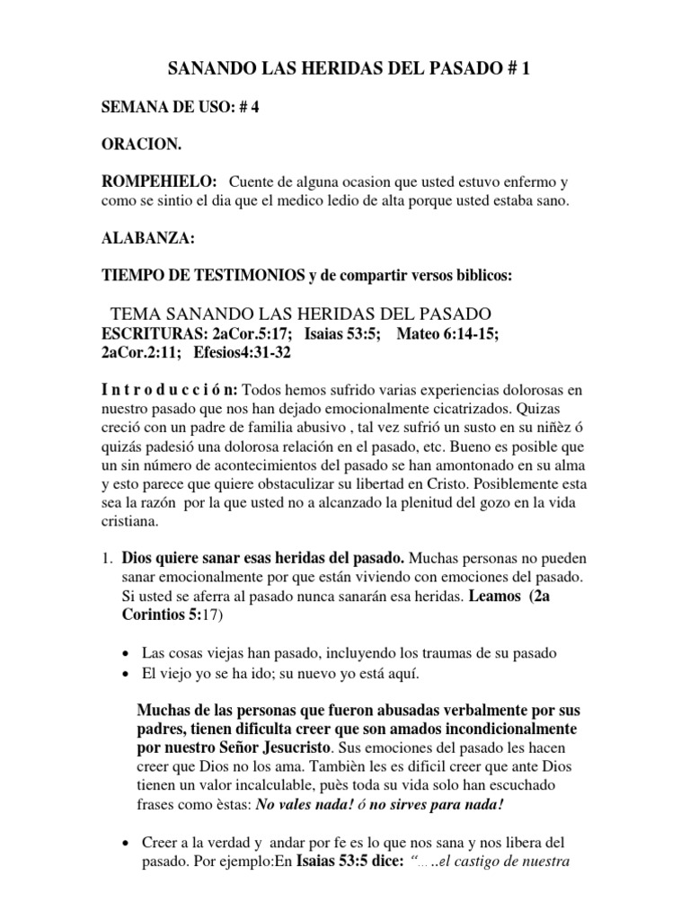 Sanando las Heridas del Pasado | PDF | Perdón | Cristo (título)