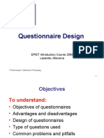 Epidemiology Questionnaire Design
