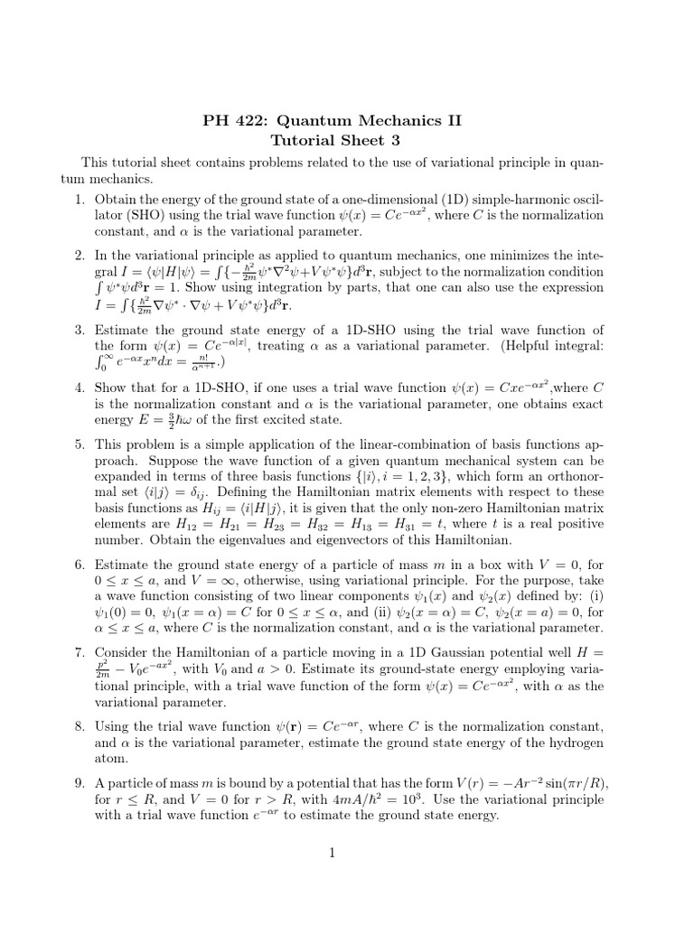 PH 422 Variational Principle Problems | PDF | Calculus Of Variations ...